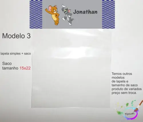 Lapela(simples) e Saco 15x22-tom e Jerry