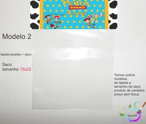 Lapela(simples) e Saco 15x22-toy Story