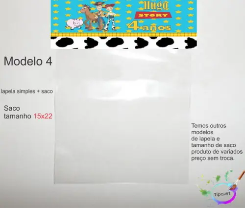 Lapela(simples) e Saco 15x22-toy Story