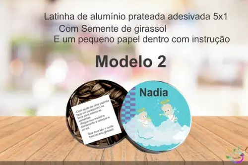 Latinha Semente Girassol-batizado