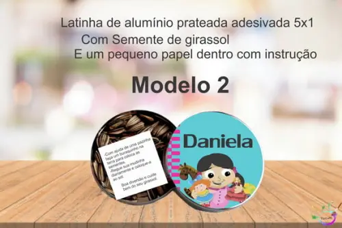 Latinha Semente Girassol-boneca