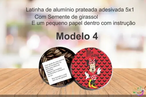 Latinha Semente Girassol-minnie