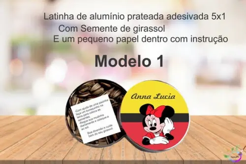 Latinha Semente Girassol-minnie