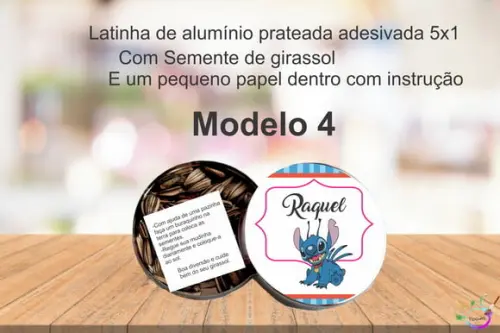 Latinha Semente Girassol-stitch e Lilo
