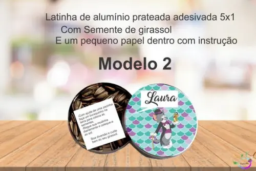 Latinha Semente Girassol-tom e Jerry
