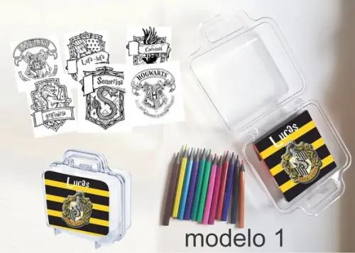 Maletinha Mini Lapis de Cor-brasões Hogwarts