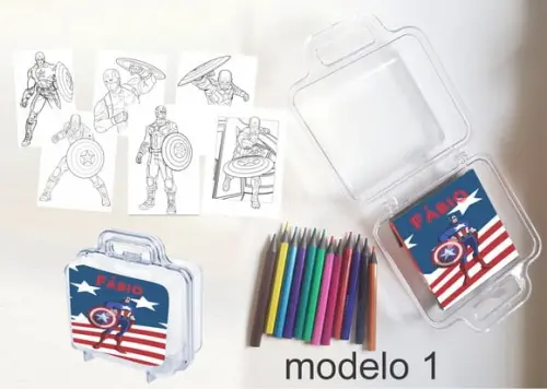 Maletinha Mini Lapis de Cor-capitão America