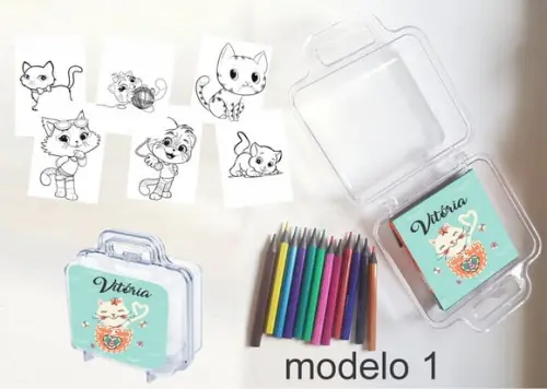 Maletinha Mini Lapis de Cor-gatinhos