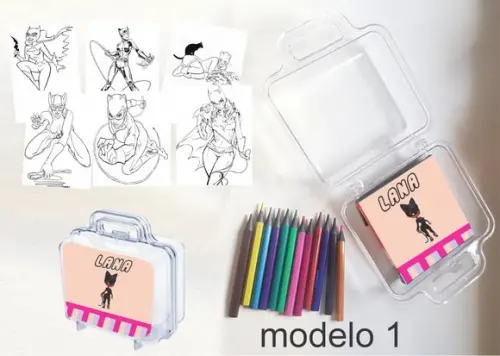 Maletinha Mini Lapis de Cor-mulher Gato