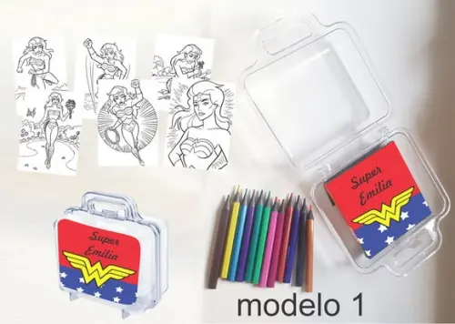 Maletinha Mini Lapis de Cor-mulher Maravilha