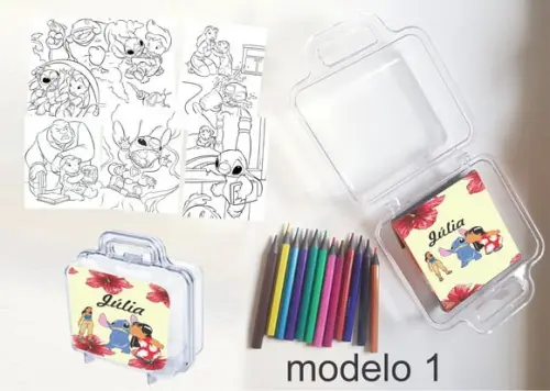 Maletinha Mini Lapis de Cor-stitch e Lilo