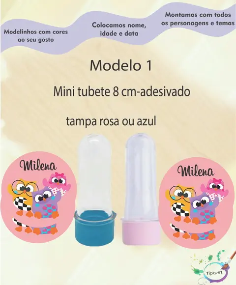 Mini Tubete 8 cm -bubu e as Corujinhas