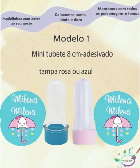 Mini Tubete 8 cm -chuva de Amor