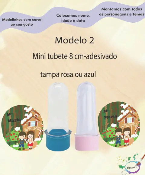 Mini Tubete 8 cm -joão e Maria