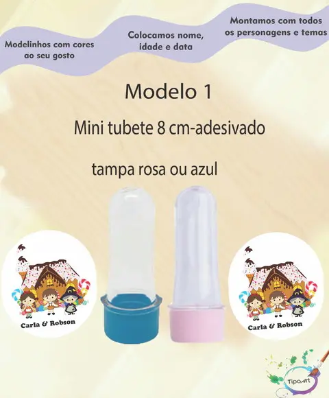Mini Tubete 8 cm -joão e Maria