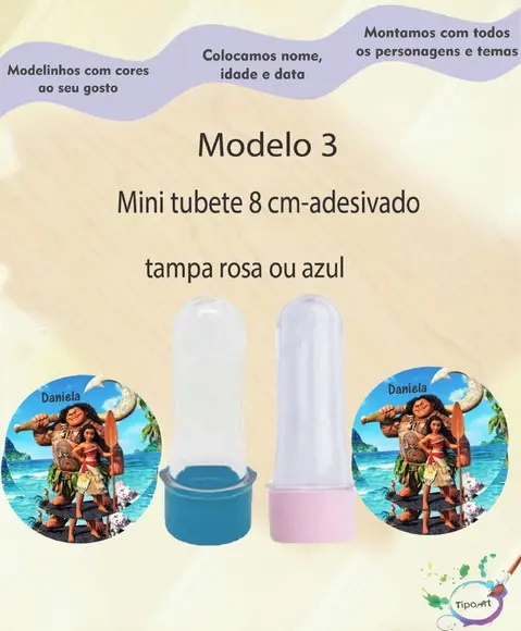 Mini Tubete 8 cm -moana e Mauí