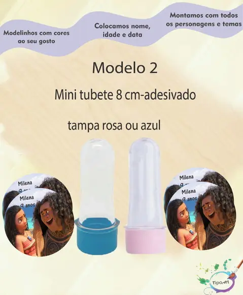 Mini Tubete 8 cm -moana e Mauí