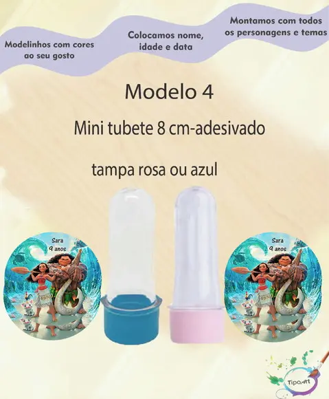 Mini Tubete 8 cm -moana e Mauí