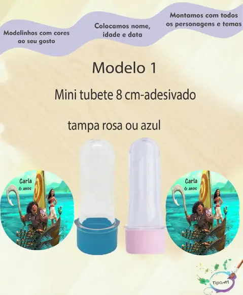 Mini Tubete 8 cm -moana e Mauí