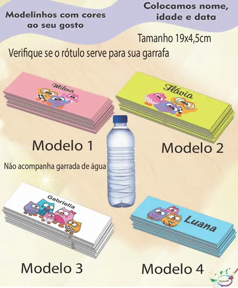 Rótulo Água Mineral-bubu e as Corujinhas