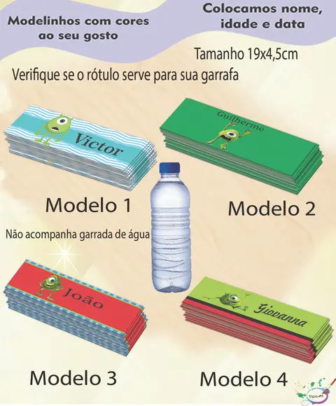 Rótulo Água Mineral-mike Wazowski