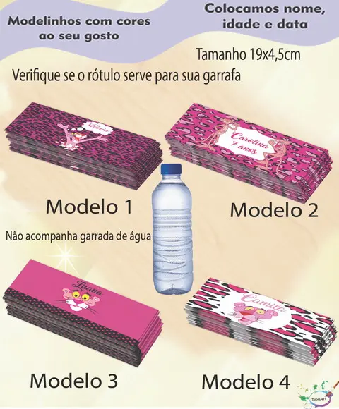 Rótulo Água Mineral-pantera Cor de Rosa