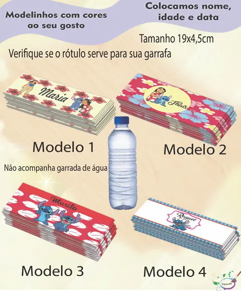 Rótulo Água Mineral-stitch e Lilo