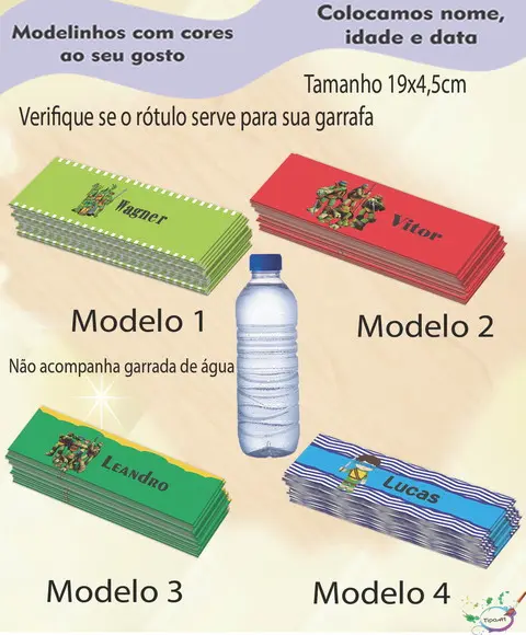 Rótulo Água Mineral-tartaruga Ninja