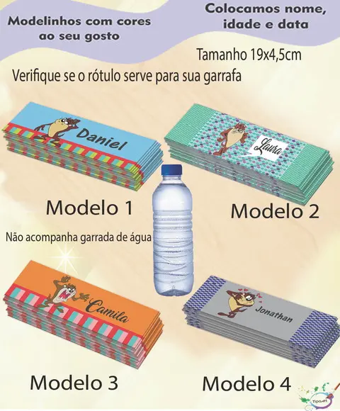 Rótulo Água Mineral-taz Mania