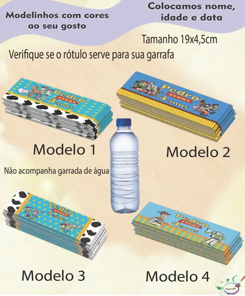 Rótulo Água Mineral-toy Story
