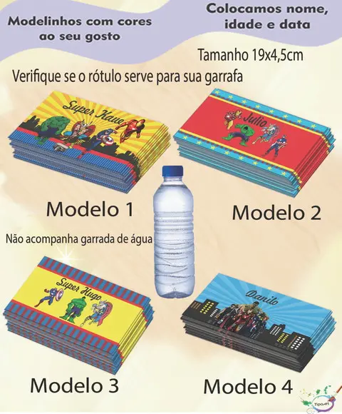 Rótulo Água Mineral-vingadores