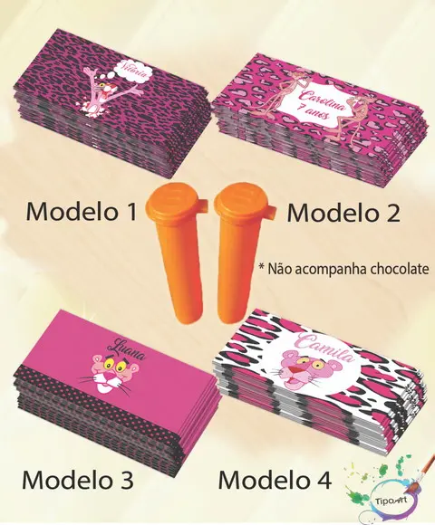 Rotulo Chocolate(confete)-pantera Cor de Rosa