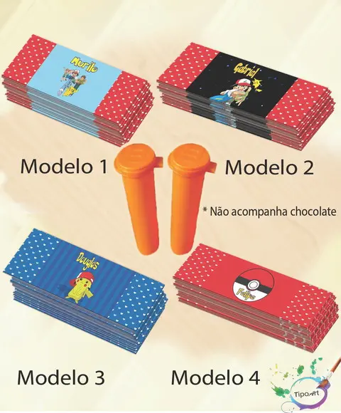 Rotulo Chocolate(confete)-pokemon
