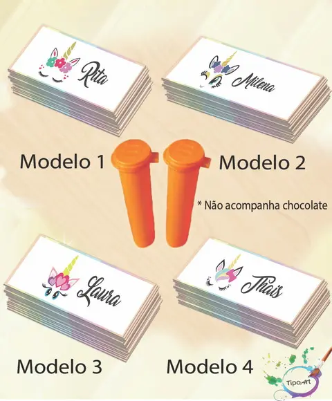 Rotulo Chocolate(confete)-unicórnio