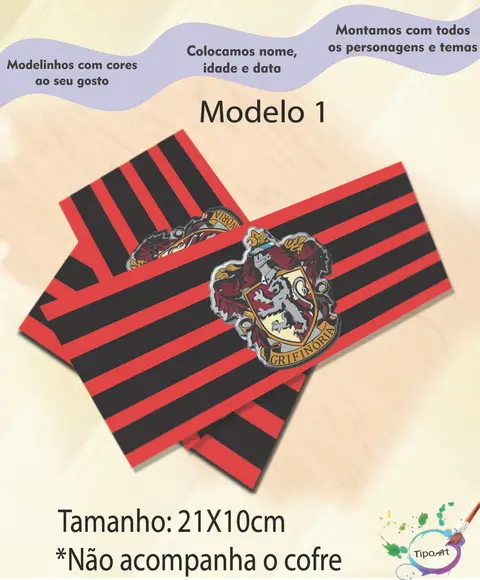 Rotulo Cofre -brasões Hogwarts