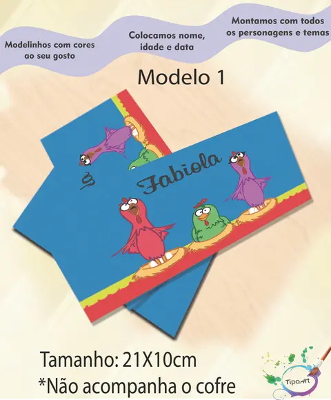Rotulo Cofre -galinha Pintadinha