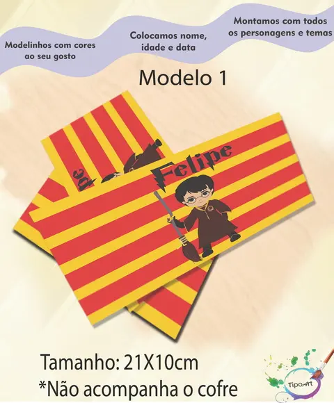Rotulo Cofre -harry Potter-modelo 1