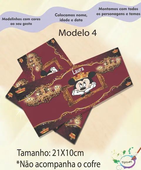 Rotulo Cofre -minnie Realeza