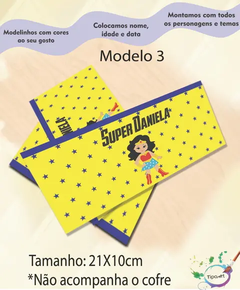 Rotulo Cofre -mulher Maravilha