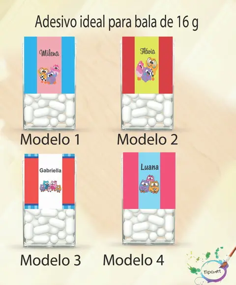 Rotulo de Bala -bubu e as Corujinhas