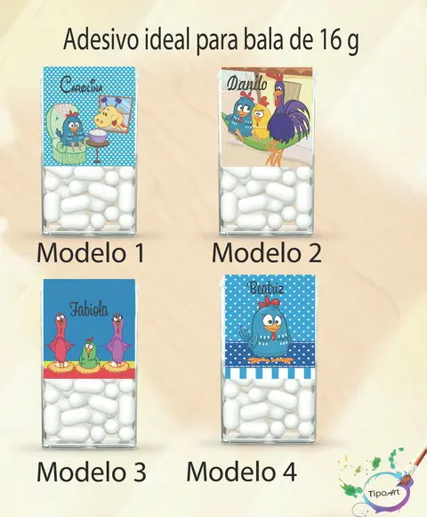 Rotulo de Bala -galinha Pintadinha