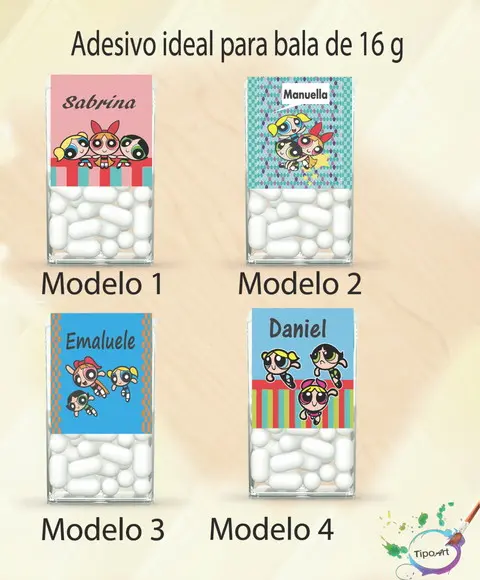 Rotulo de Bala -menina Super Poderosas