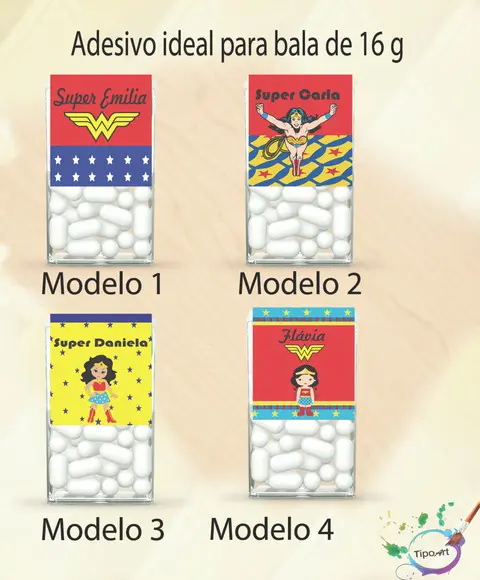 Rotulo de Bala -mulher Maravilha