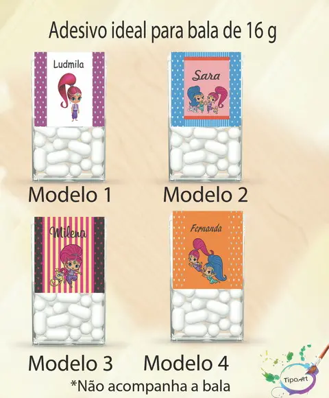 Rotulo de Bala -shimmer Shine