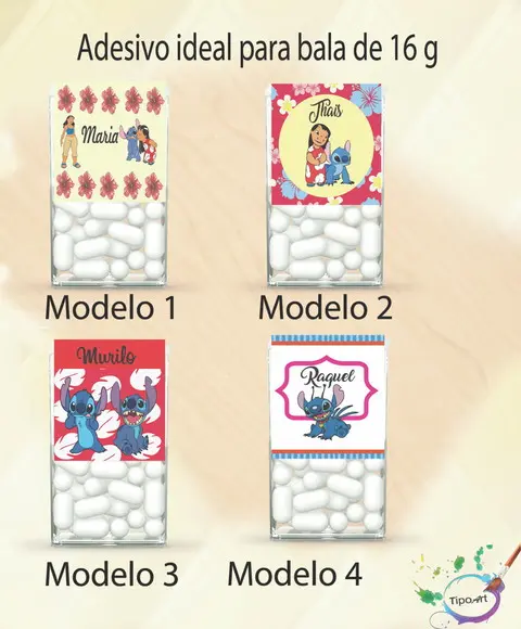 Rotulo de Bala -stitch e Lilo