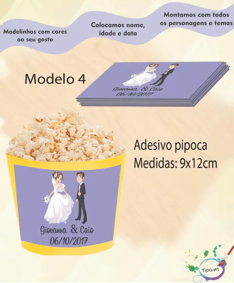 Rótulo p/ Balde de Pipoca-casal