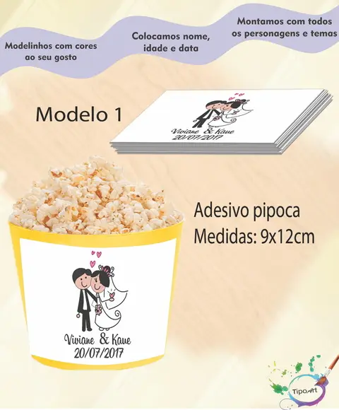Rótulo p/ Balde de Pipoca-casal