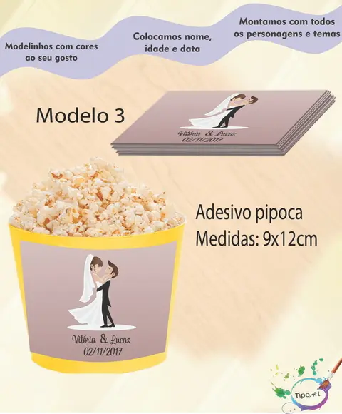 Rótulo p/ Balde de Pipoca-casal