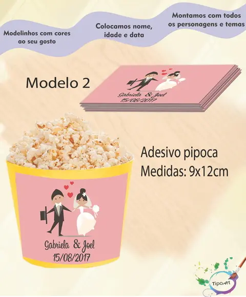 Rótulo p/ Balde de Pipoca-casal