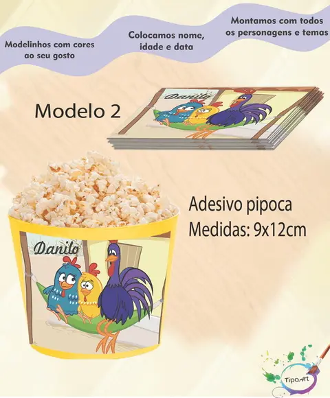 Rótulo p/ Balde de Pipoca-galinha